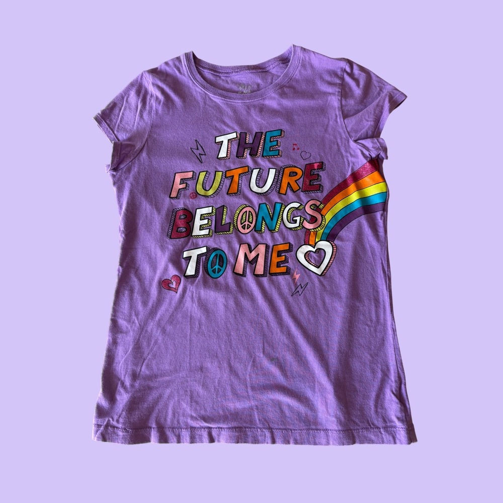 Y2K Girls Purple Graphic Baby Tee The Future Belongs To Me Scene #17